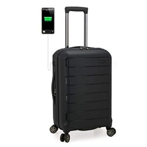 traveler’s choice pagosa indestructible hardshell expandable spinner luggage, black, carry-on 22-inch