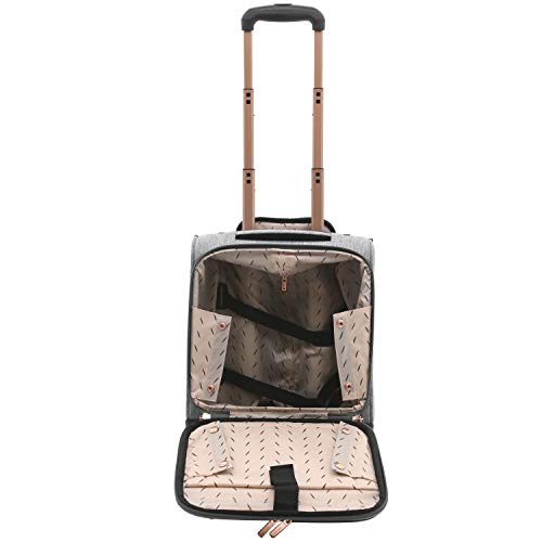 kensie Women's Hudson Softside 3-Piece Spinner Luggage Set, Heather Gray, (16/20/28)