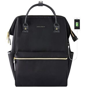 kroser laptop backpack 15.6 inch stylish school backpack doctor bag water repellent college casual daypack with usb port travel business work bag for men/women-black
