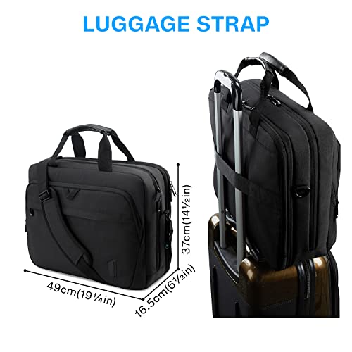 18 Inch Laptop Bag,BAGSMART Expandable Briefcase,Computer Bag Men Women,Laptop Shoulder Bag,Work Bag Business Travel Office,Lockable (Black-18.4 inch)