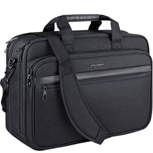 laptop bag fits up to 17.3 inch kroser laptop premium laptop briefcase expandable computer bag water-repellent shoulder messenger bag for travel/business/school/men/women