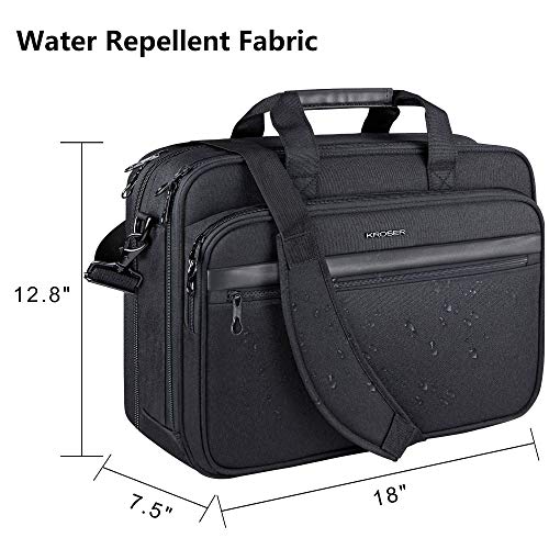 Laptop Bag Fits Up to 17.3 Inch KROSER Laptop Premium Laptop Briefcase Expandable Computer Bag Water-Repellent Shoulder Messenger Bag for Travel/Business/School/Men/Women