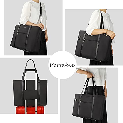 Laptop Tote Bag, Large Women Work Bag Purse Teacher Bag with USB 17.3 Inch Laptopp Bag Computer Work Briefcase Handbag Satchel Shoulder Bag(17.3 inch, Black)