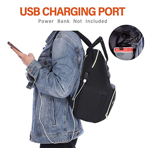 LOVEVOOK Laptop Backpack for Women Fashion Travel Bags Business Computer Purse Work Bag with USB Port, Black