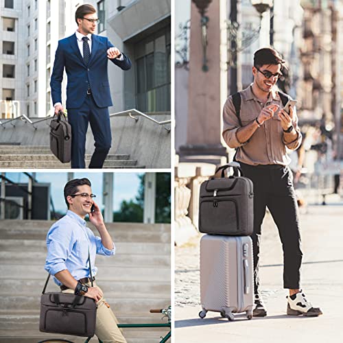 BERTASCHE Laptop Bag 15.6 inch for Men, Laptop Case Computer Bag for Work Business Trip Laptop Carrying Case w/Shoulder Strap Grey