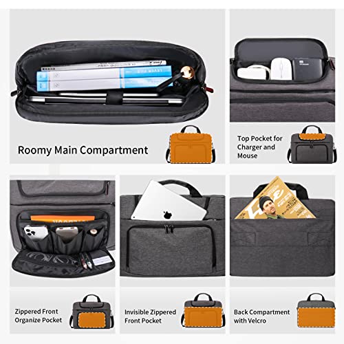 BERTASCHE Laptop Bag 15.6 inch for Men, Laptop Case Computer Bag for Work Business Trip Laptop Carrying Case w/Shoulder Strap Grey