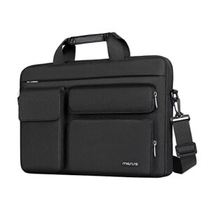 MOSISO Laptop Shoulder Messenger Bag Compatible with MacBook Pro 16 inch 2023-2019 M2 A2780 M1 A2485 A2141,15-15.6 inch Notebook with 2 Raised&1 Flapover&1 Horizontal Pocket&Handle&Belt, Black