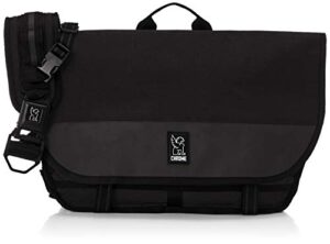 chrome industries buran iii messenger bag – 17″ laptop sling bag, seat belt buckle, water resistant, 24 liter, black