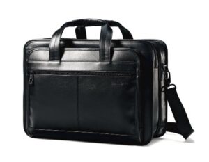 samsonite leather expandable briefcase, black, one size, 17″