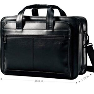 Samsonite Leather Expandable Briefcase, Black, One Size, 17"