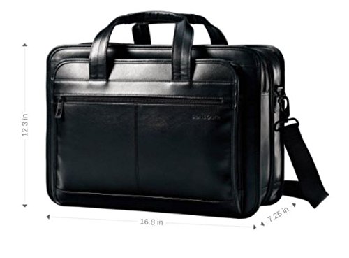 Samsonite Leather Expandable Briefcase, Black, One Size, 17"