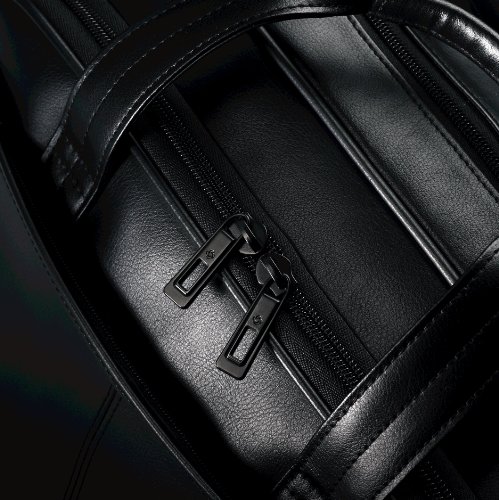 Samsonite Leather Expandable Briefcase, Black, One Size, 17"