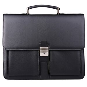 jack&chris mens briefcase,black pu leather briefcase for men with lock, mbyx015