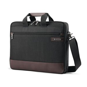 samsonite kombi slim briefcase, black/brown, one size