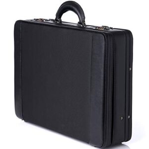alpine swiss expandable attache case dual combination lock hard side briefcase, black