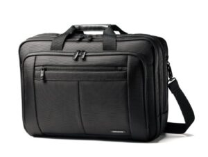 samsonite classic multi gusset toploader briefcase, black, triple 15.6-inch