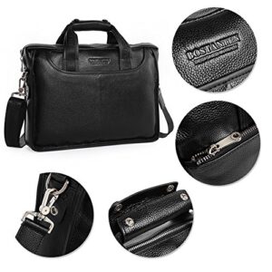 BOSTANTEN Leather Briefcase Handbag Messenger Business Bags for Men Black