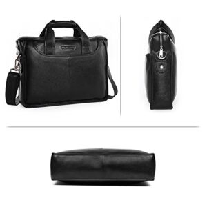 BOSTANTEN Leather Briefcase Handbag Messenger Business Bags for Men Black