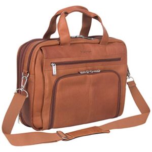 kenneth cole reaction manhattan colombian leather briefcase expandable rfid 15.6″ laptop portfolio shoulder bag, cognac, one size
