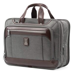 travelpro platinum elite expandable business laptop briefcase, fits up to 15.6 laptop, work school travel, men and women, vintage grey