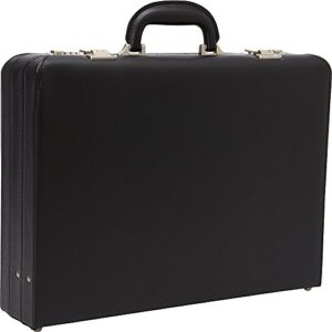 heritage travelware vinyl single compartment 17.3” laptop case with secure combination lock briefcase, black, one size