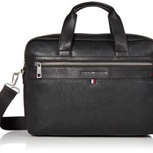 Tommy Hilfiger mens Tommy Hilfiger Leo Briefcase, Black, OS US