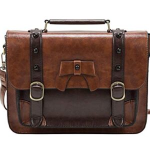 ECOSUSI Briefcase for Women Vintage Satchel Purse Handbag Crossbody Messenger Bag