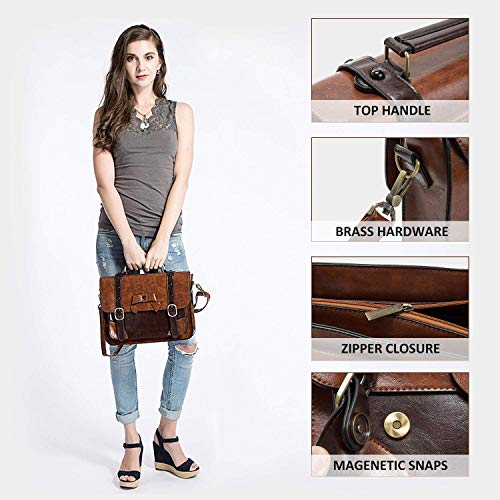 ECOSUSI Briefcase for Women Vintage Satchel Purse Handbag Crossbody Messenger Bag