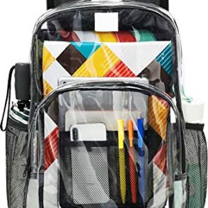 Vorspack Clear Backpack Heavy Duty PVC Transparent Backpack with Reinforced Strap Stitches & Large Capacity for College Workplace Security - Black