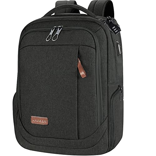 KROSER Laptop Backpack Large Computer Backpack Fits up to 17.3 Inch Laptop with USB Charging Port Water-Repellent School Travel Backpack Casual Daypack for Business/College/Women/Men-Charcoal Black