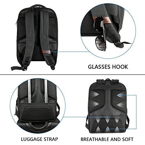 KROSER Laptop Backpack Large Computer Backpack Fits up to 17.3 Inch Laptop with USB Charging Port Water-Repellent School Travel Backpack Casual Daypack for Business/College/Women/Men-Charcoal Black