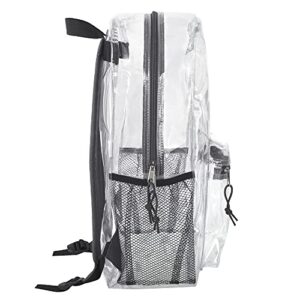 Clear Backpack With Reinforced Straps For Security & Sporting Events (Gray)