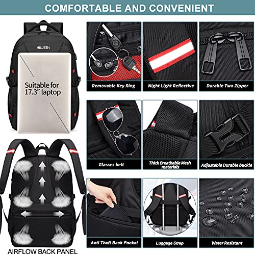 Extra Large Backpack for Men 50L,Insulated Cooler Lunch Box Backpack,17inch Travel Laptop Backpack with USB Charging Port,Water Resistant Big Capacity Computer Bag Work College School Bookbags,Black