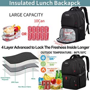 Extra Large Backpack for Men 50L,Insulated Cooler Lunch Box Backpack,17inch Travel Laptop Backpack with USB Charging Port,Water Resistant Big Capacity Computer Bag Work College School Bookbags,Black