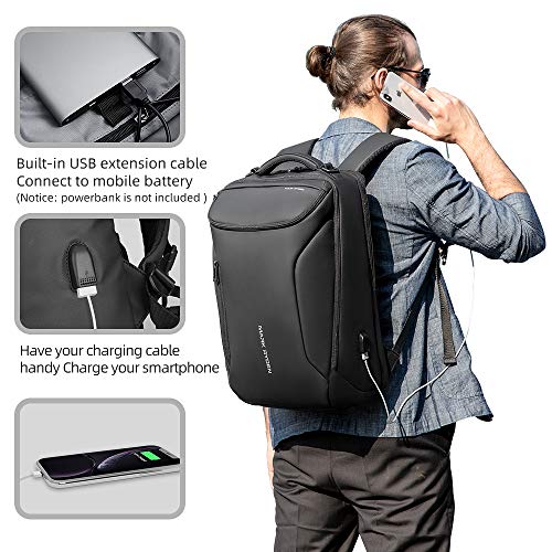 Muzee Business Backpack,Waterproof bag for Travel Flight Fits 17.3Inch Laptop With USB Charging Plug