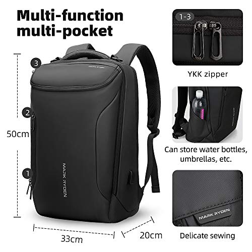 Muzee Business Backpack,Waterproof bag for Travel Flight Fits 17.3Inch Laptop With USB Charging Plug