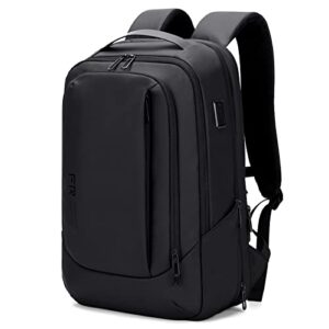 fenruien business travel backpack for men, expandable water resistant computer backpack with usb port, black laptop backpack 15.6 inch for college/work