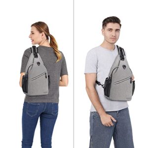 MOSISO Sling Backpack, Multipurpose Crossbody Shoulder Bag Travel Hiking Daypack, Gray, Medium