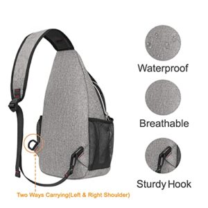 MOSISO Sling Backpack, Multipurpose Crossbody Shoulder Bag Travel Hiking Daypack, Gray, Medium