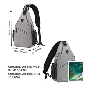 MOSISO Sling Backpack, Multipurpose Crossbody Shoulder Bag Travel Hiking Daypack, Gray, Medium