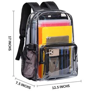 Vorspack Clear Backpack Heavy Duty PVC Transparent Backpack with Reinforced Strap & Large Capacity for College Workplace Security - Black