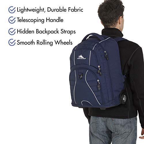 High Sierra Freewheel Wheeled Laptop Backpack, True Navy, 20.5 x 13.5 x 8-Inch