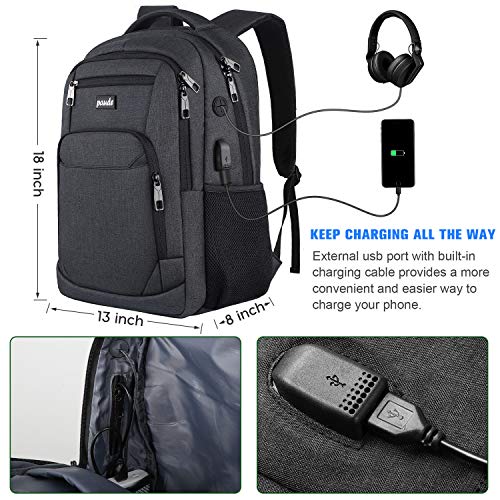 Paude Backpack for Men and Women,School Backpack for Teens,15.6 inch Laptop Backpack with USB Charging port for Business College Travel