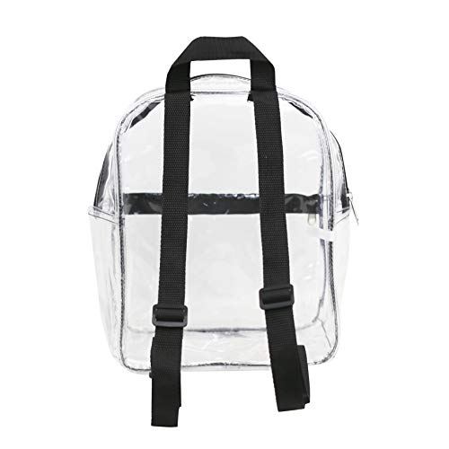 Stadium Approved Clear Mini Backpack, Heavy Duty Cold-Resistant Transparent PVC Backpack with Work, Security Travel & Stadium(Black)