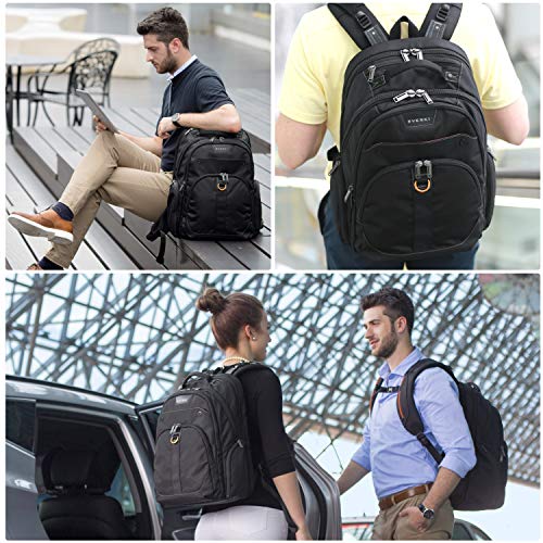 EVERKI Atlas Business Laptop Backpack, 13-Inch to 17.3-Inch Adjustable Compartment, Men or Women, Travel Friendly (EKP121), Black