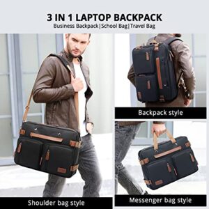 MOLNIA 3 in 1 Laptop Backpack, 17.3 inch Computer Bags for Men, Laptop Backpack for Men, for Travel Bussiness School Men Women, Black