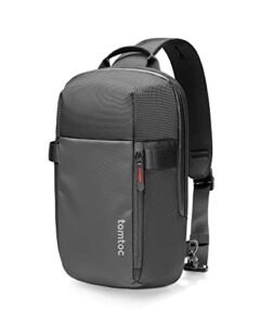 tomtoc 14-inch compact edc sling bag, minimalist chest shoulder backpack crossbody bag for up to 14-inch macbook pro m1/m2 a2779 a2442, water-resistant, lightweight daypack for travel, work, sport