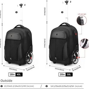 Rolling ,Waterproof Backpack with Wheels for Business, College Student and Travel Commuter, Carry on Backpack with Laptop Compartment, Fit 17 Inch Laptop, Wheeled Backpack for Adults