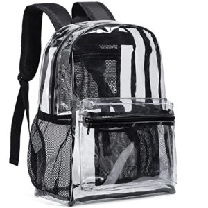 vorspack clear backpack heavy duty pvc transparent backpack with reinforced strap for workplace – black