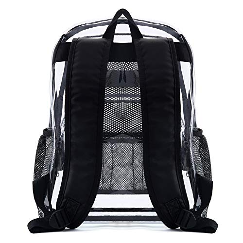 Vorspack Clear Backpack Heavy Duty PVC Transparent Backpack with Reinforced Strap for Workplace - Black